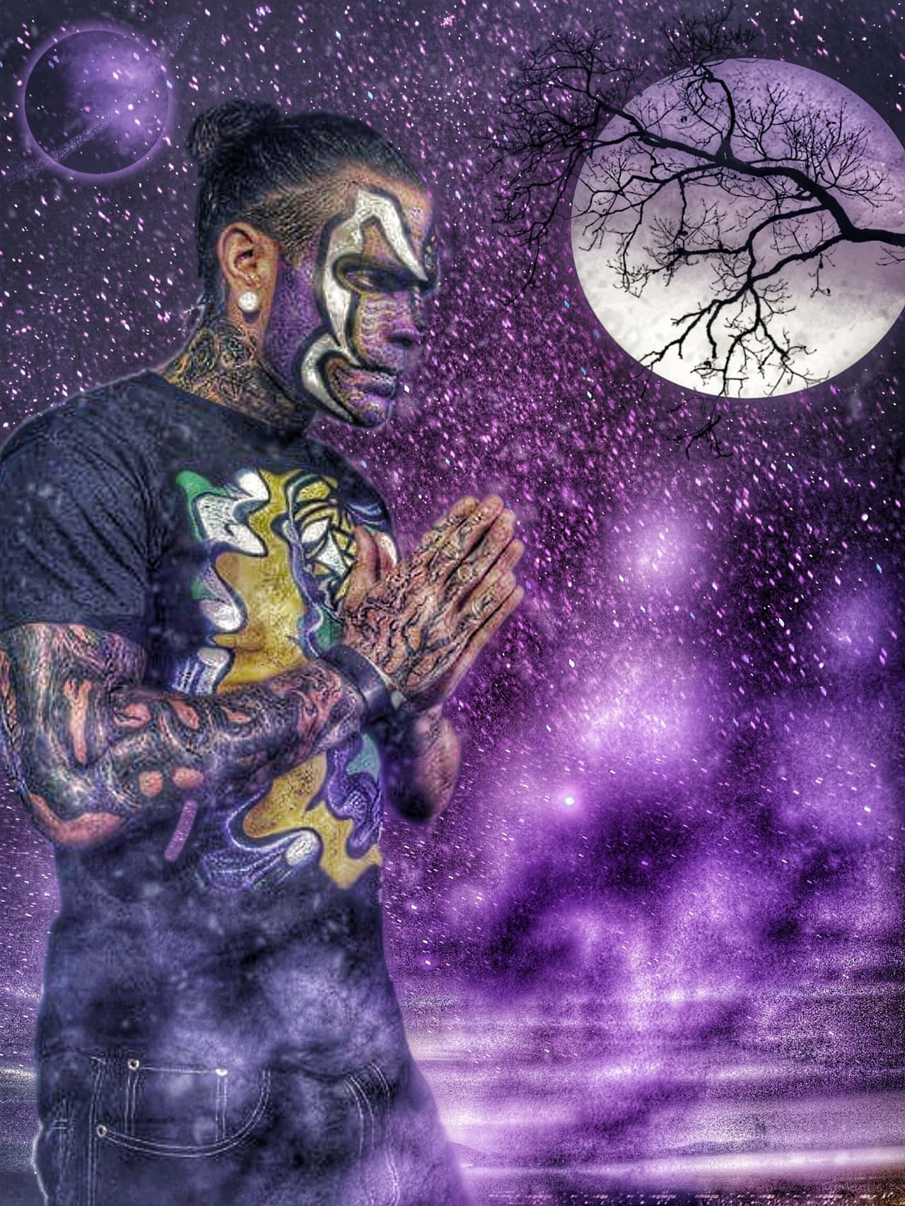 Wrestling Star Jeff Hardy In Praying Pose Fanart Background