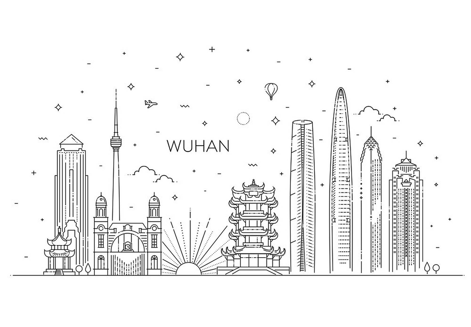 Wuhan City Simplistic Art Background