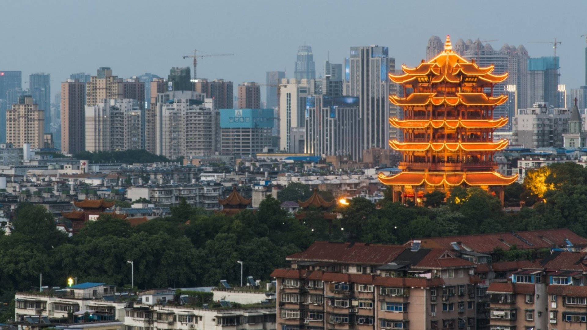 Wuhan City Yellow Crane Tower Background