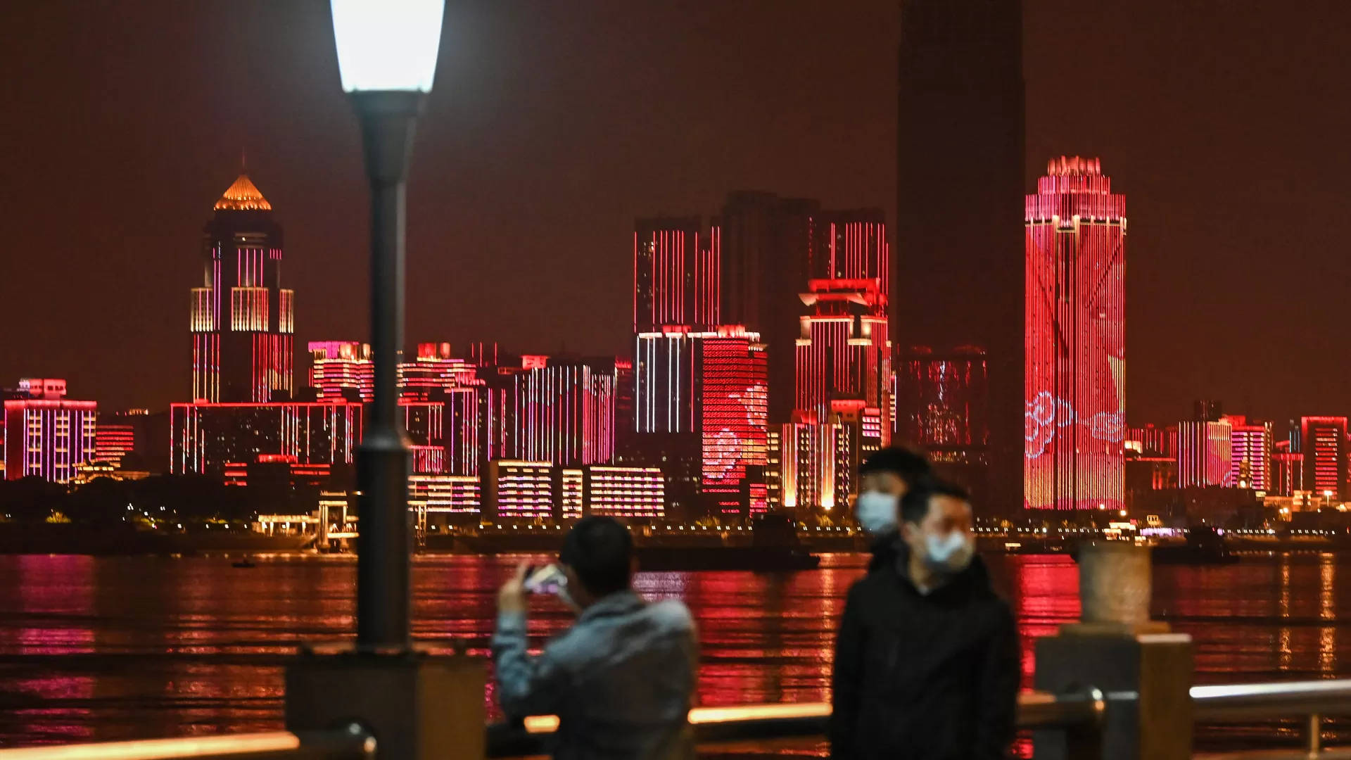 Wuhan Red Skyscrapers Background