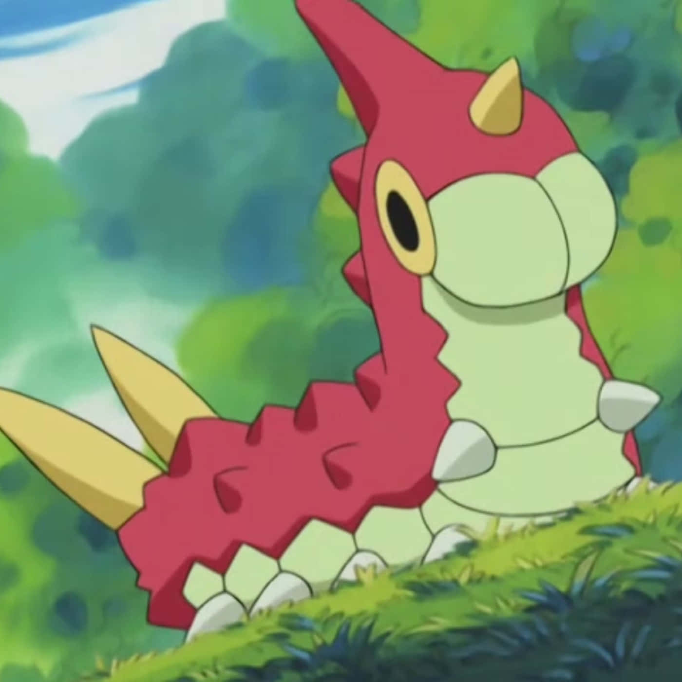 Wurmple On Grass Background