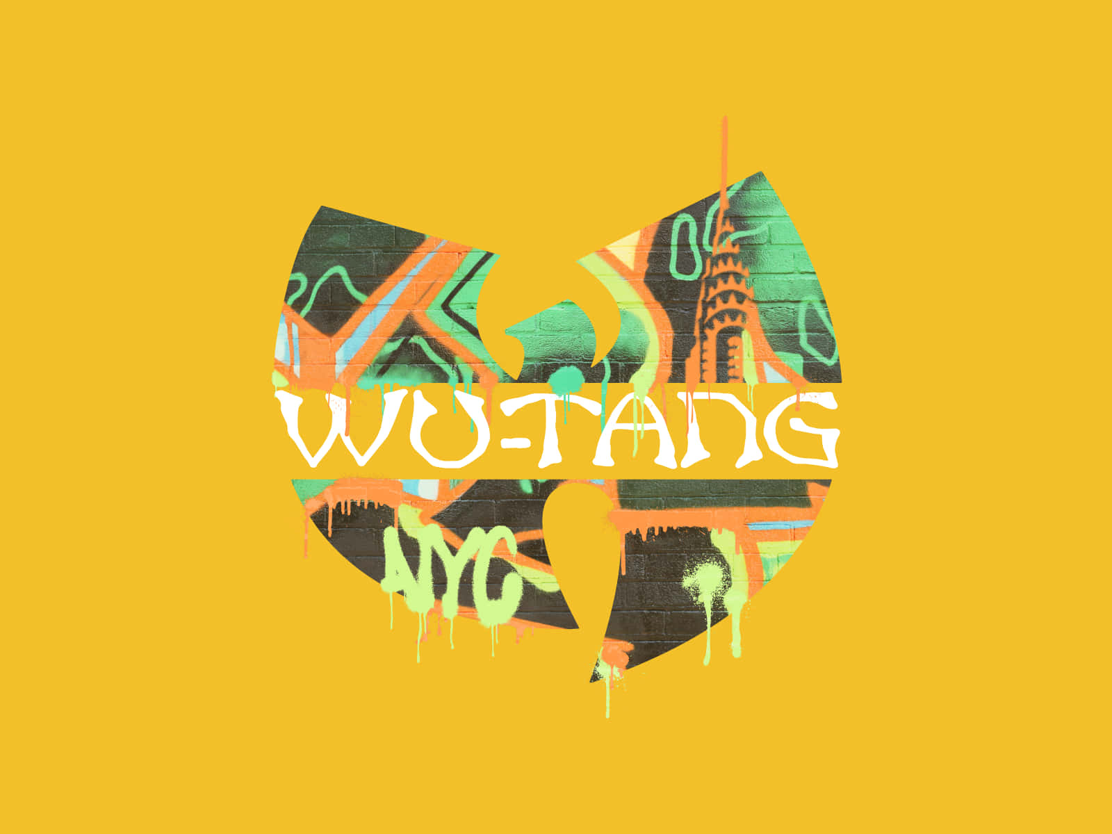 Wutang Logo On A Yellow Background Background