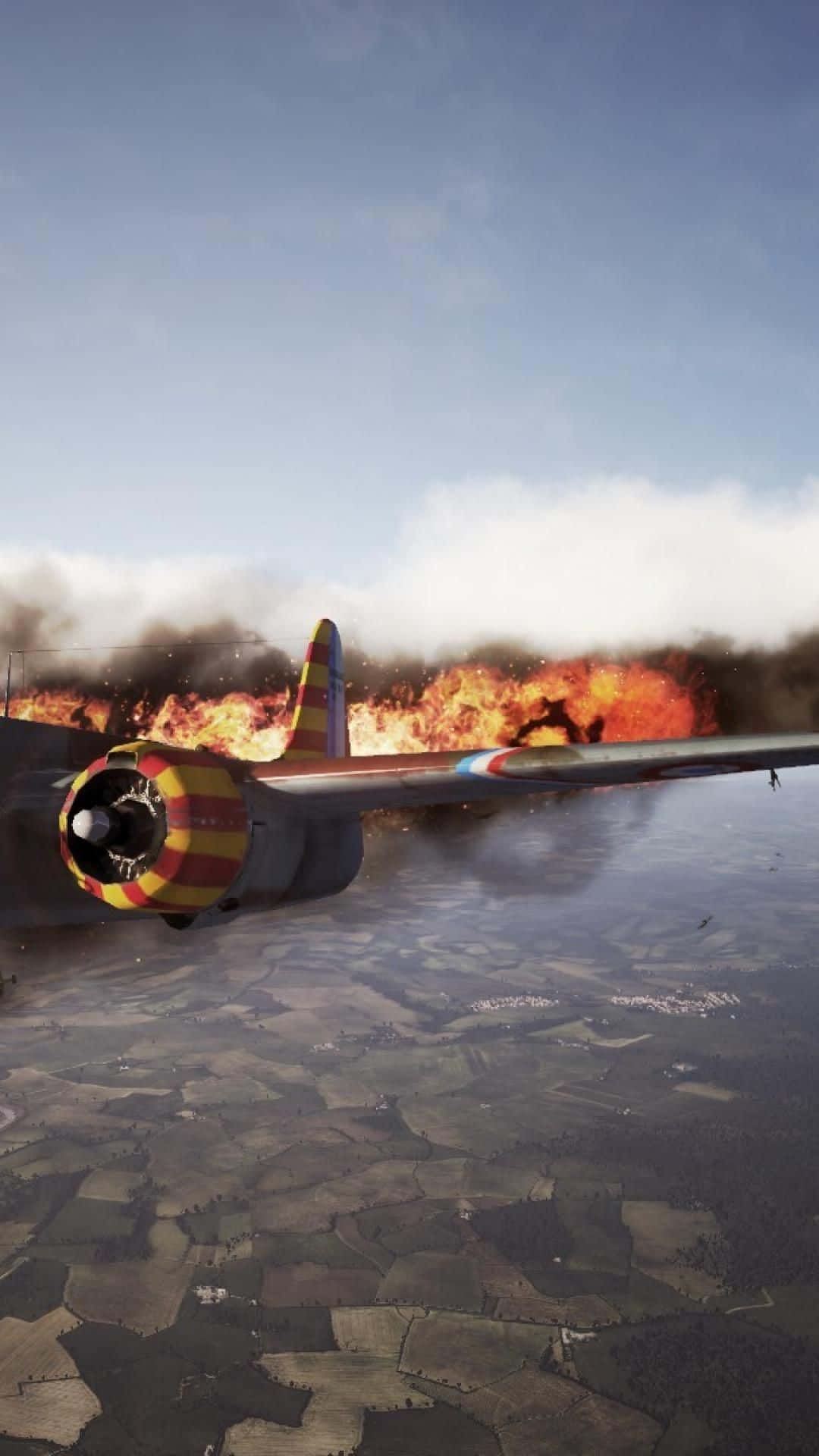 Ww2 Iphone Aircraft On Fire Background