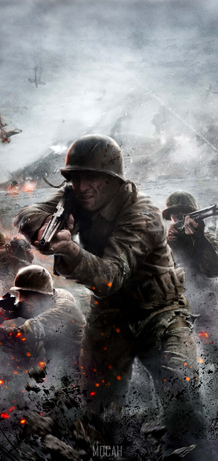 Ww2 Iphone Soldiers Fighting Smokey Background