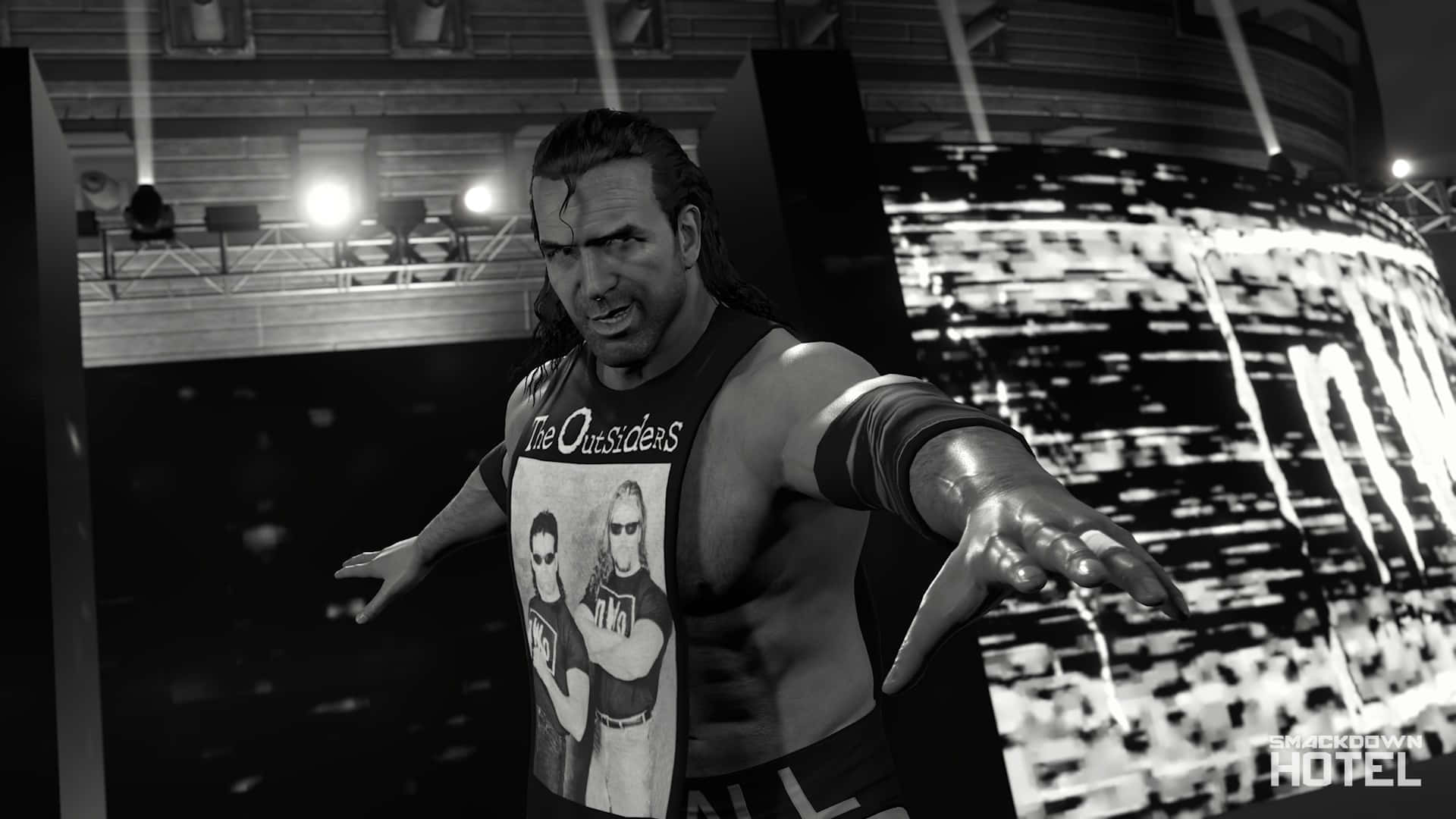 Wwe 2k22 Scott Hall Grayscale Photo Background