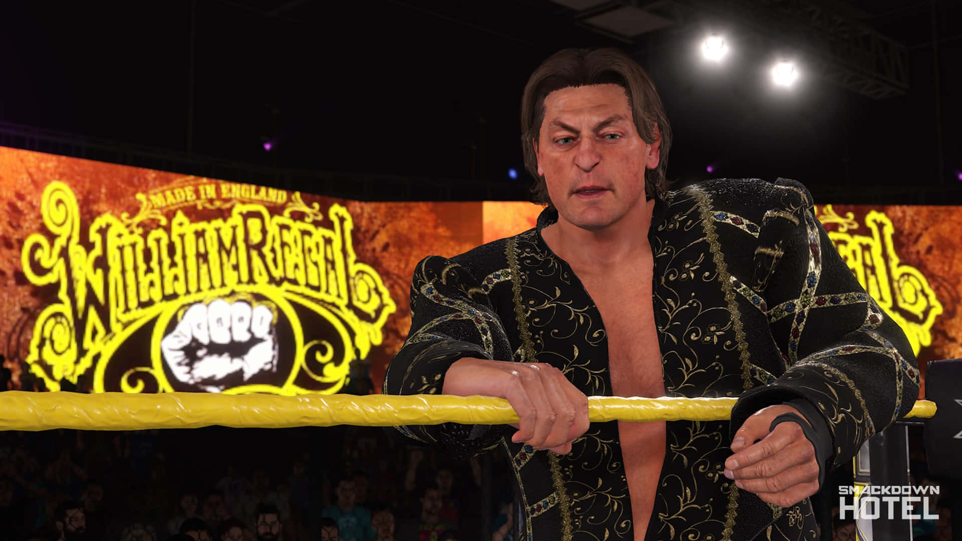 Wwe Legend William Regal In His Signature Pose In Wwe 2k22 Background