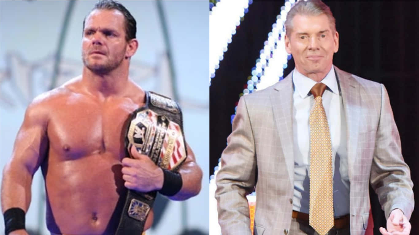 Wwe Legends - Chris Benoit And Vince Mcmahon In An Intense Split-screen Confrontation.