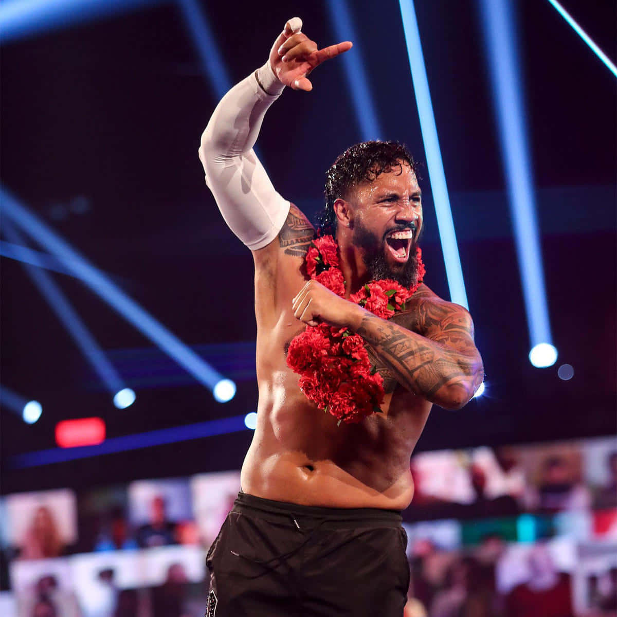 Wwe Star Jey Uso With Flowers Background