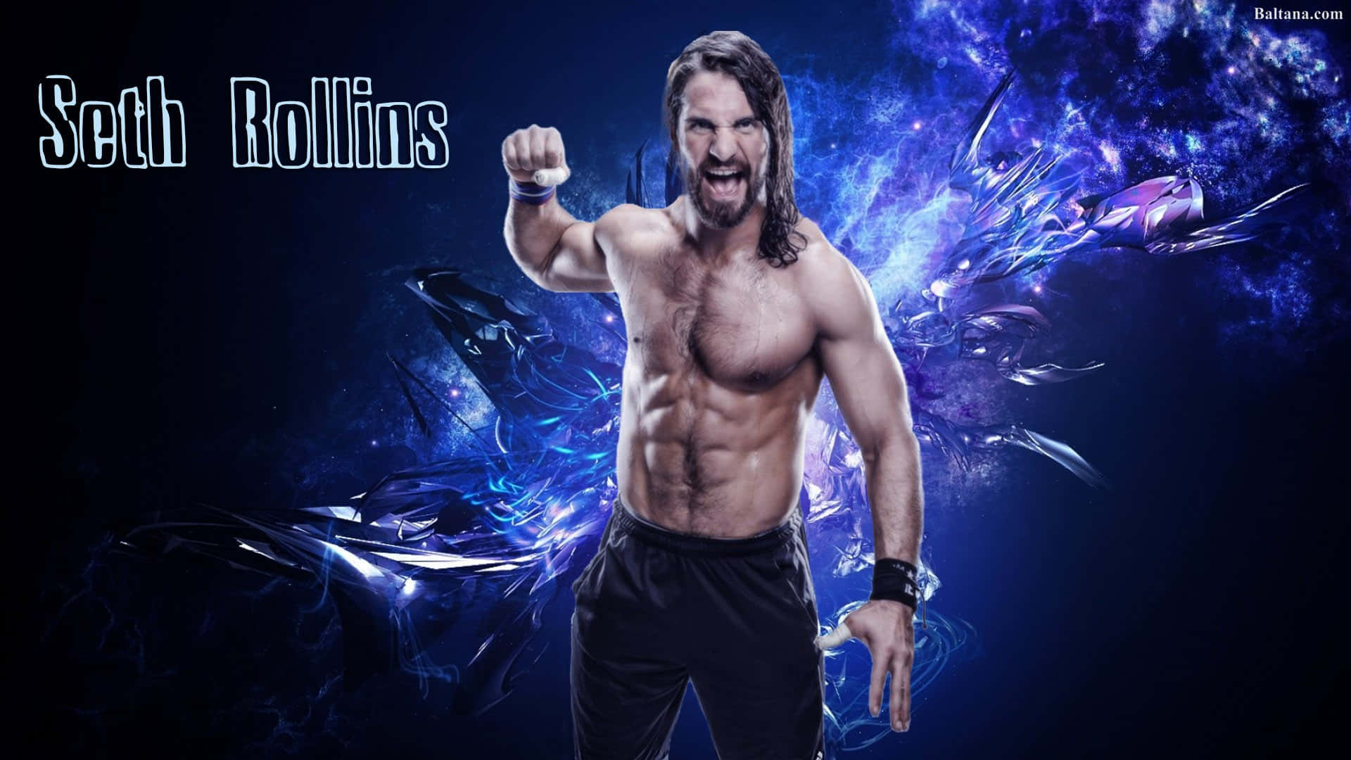 Wwe Star Seth Rollins In Wrestling Action Background