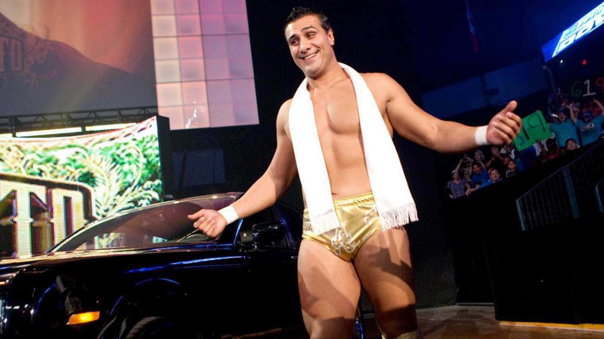 Wwe Superstar Alberto Del Rio Posing With His Luxury Car Background