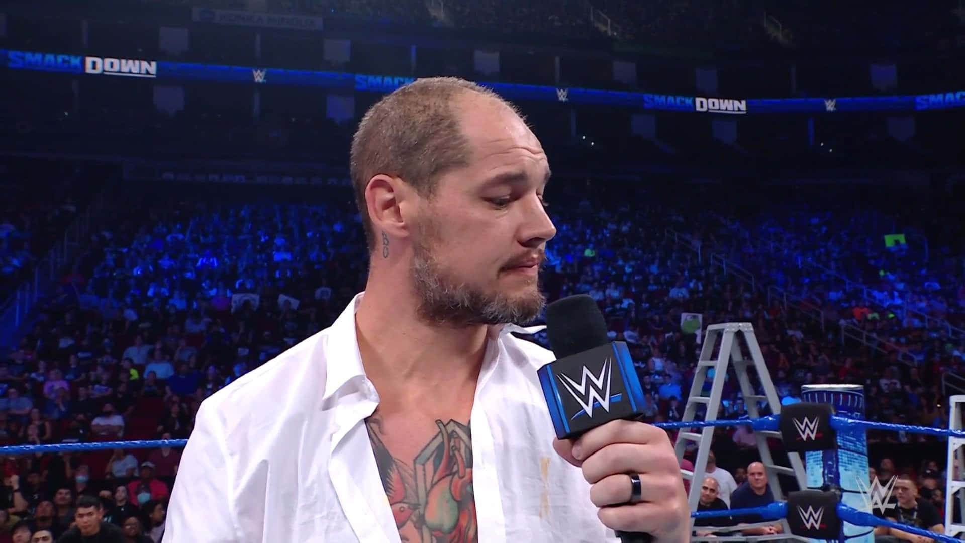 Wwe Superstar Baron Corbin In Mid-interview Action