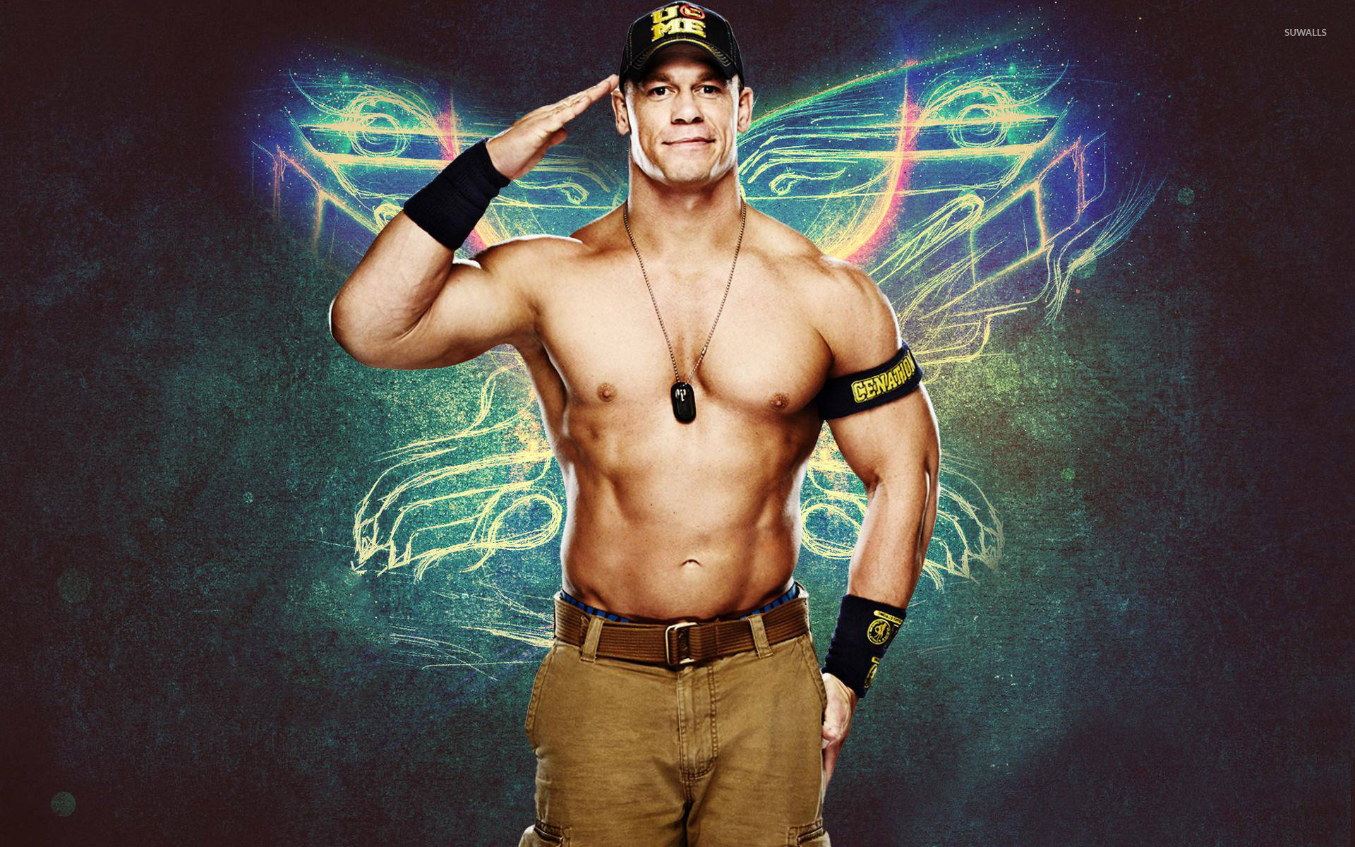 Wwe Superstar John Cena Salute Pose Background