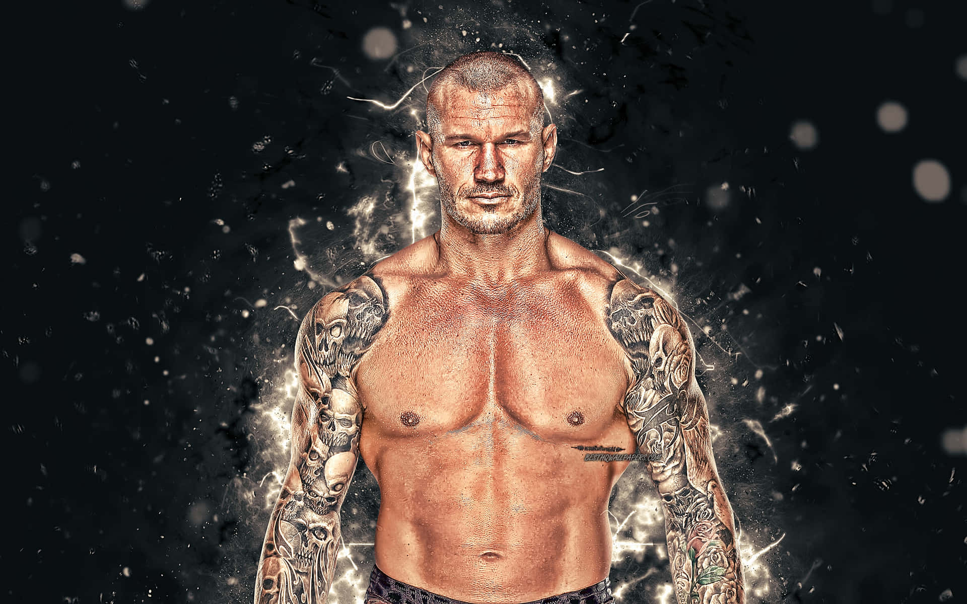 Wwe Superstar Randy Orton Showing Off His Championship Belt.