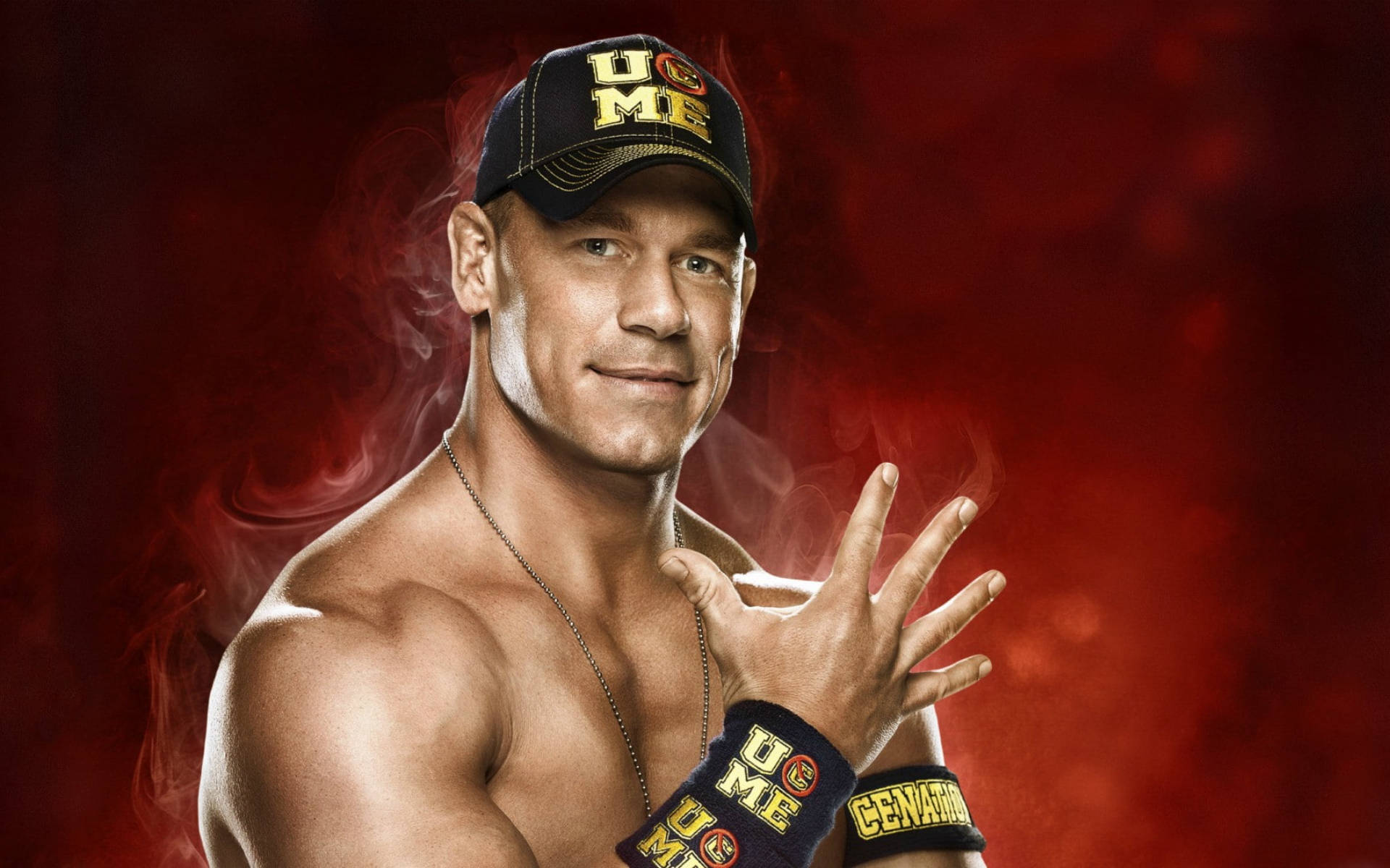 Wwe Wrestler John Cena In Red Background