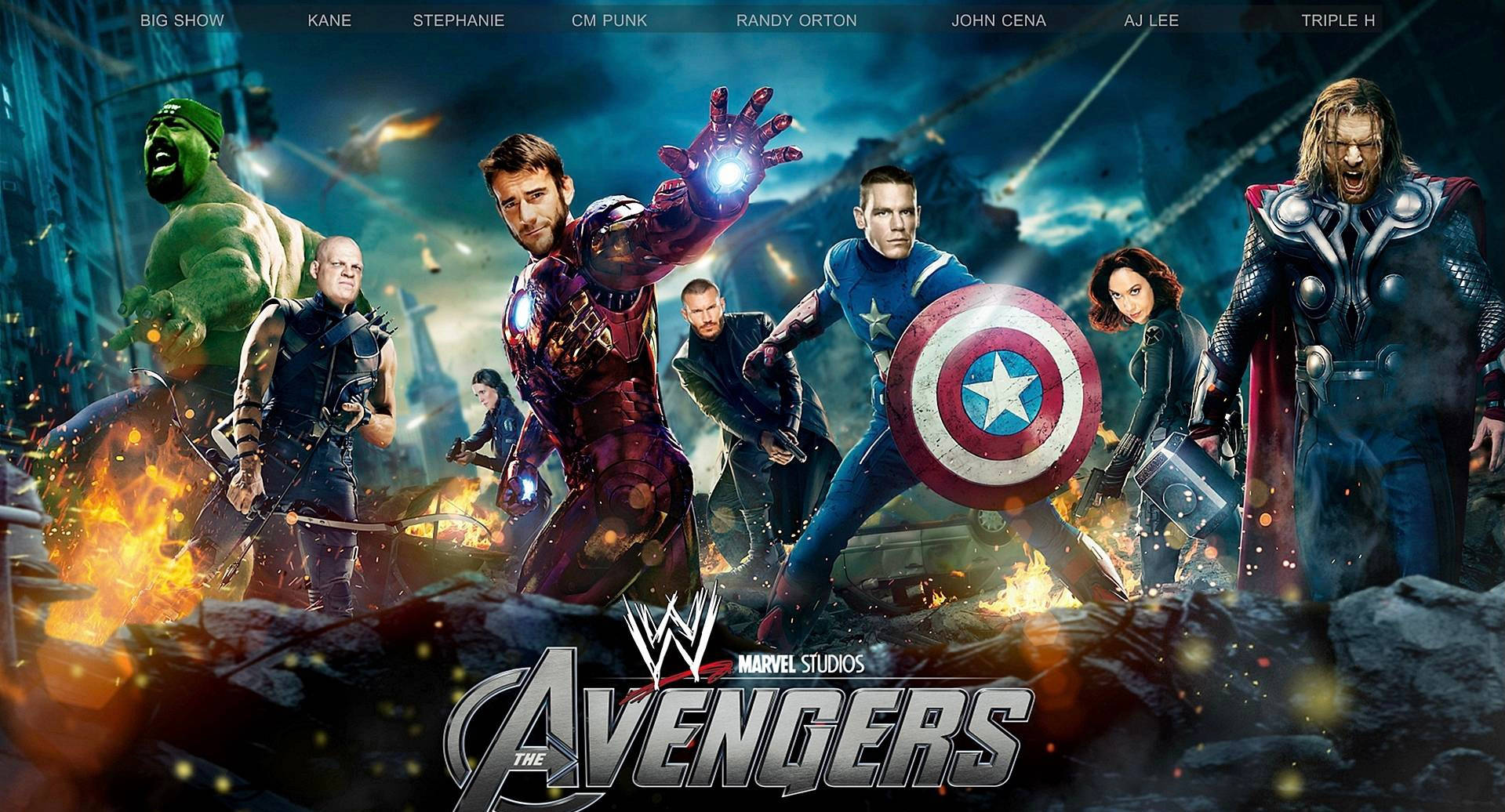 Wwe Wrestlers As Avengers Background