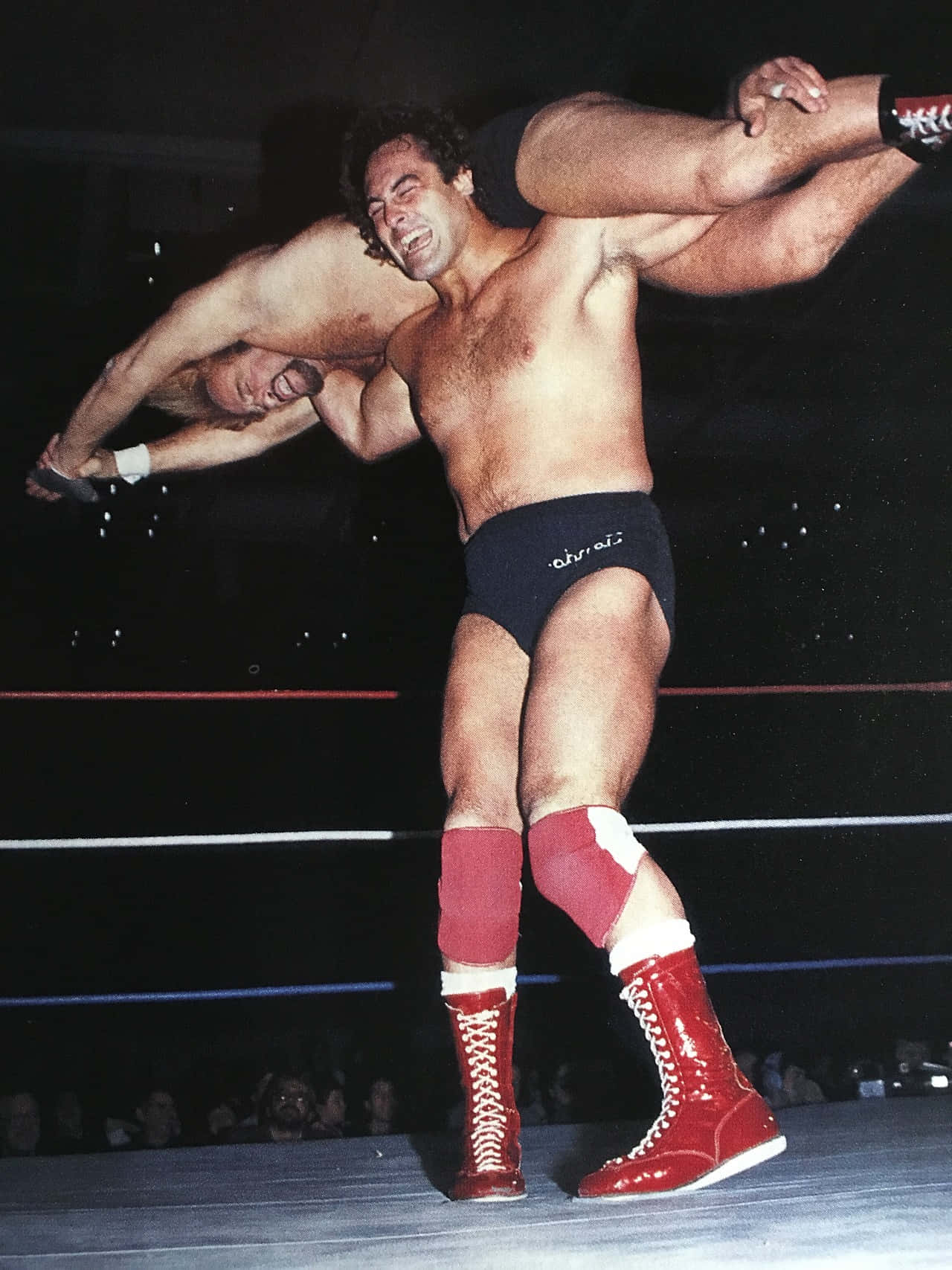Wwf Professional Wrestler Mike Rotunda With Rene Goulet Match Background