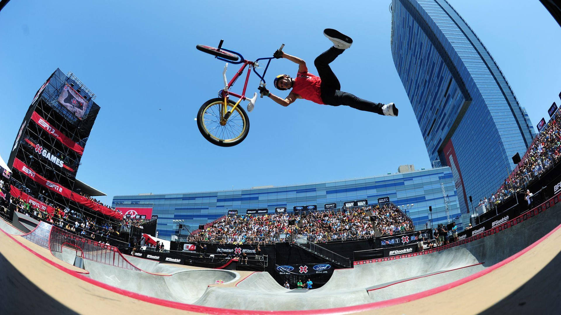 X Games Bmx Rider Low-angle Background