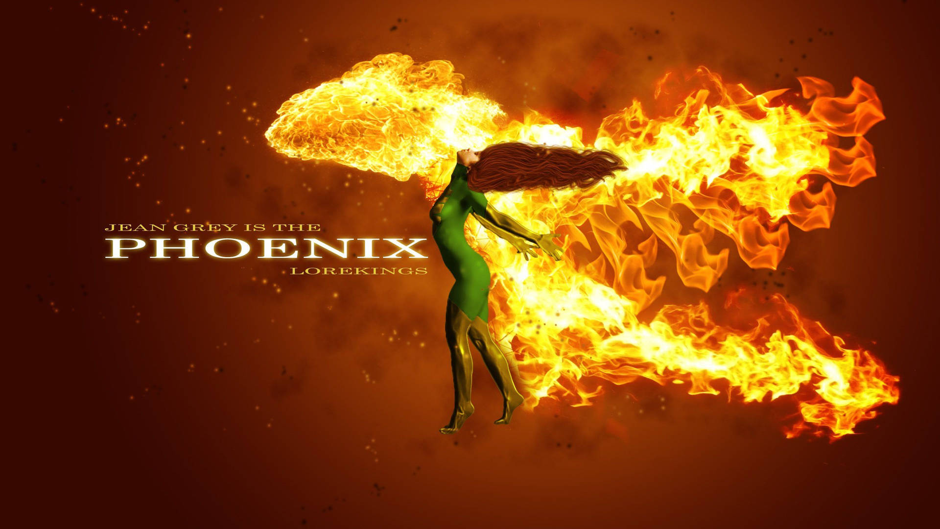 X Men Phoenix Jean Grey Flaming Background