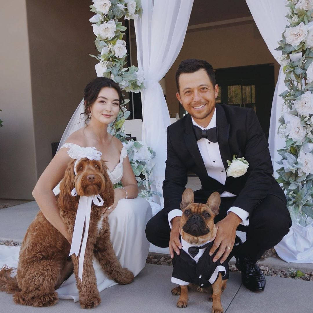 Xander Schauffele With His Wife, Maya Lowe During A Golf Event Background