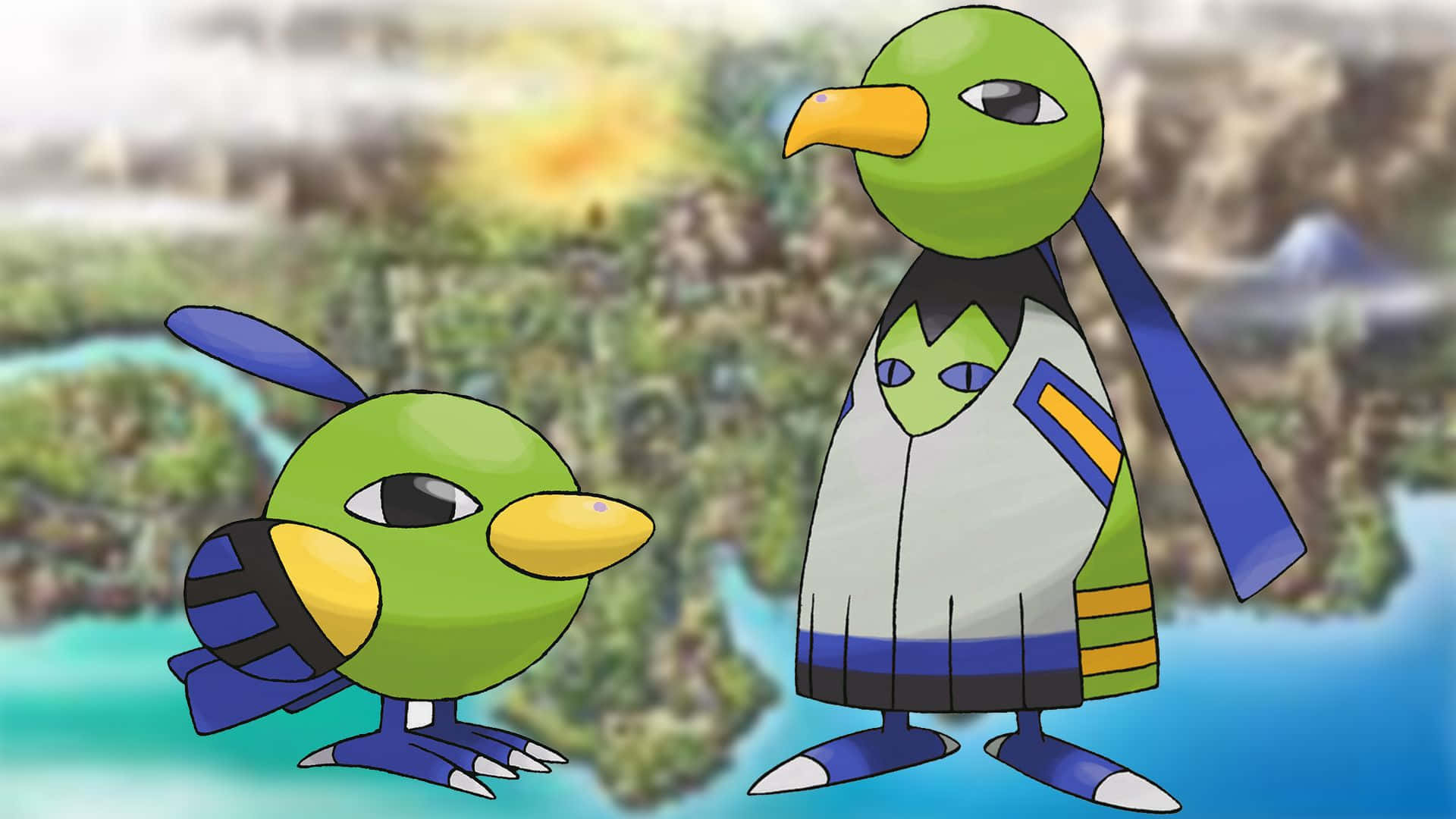 Xatu And Natu In Blue Motif Background