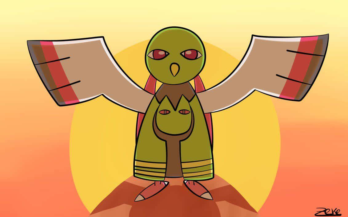 Xatu In Front Of The Setting Sun Background
