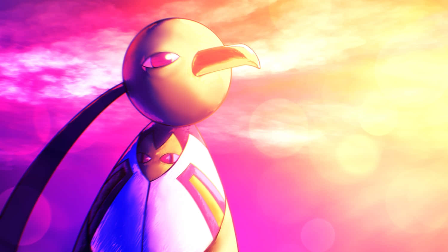 Xatu Looking At Sunset Sky Background