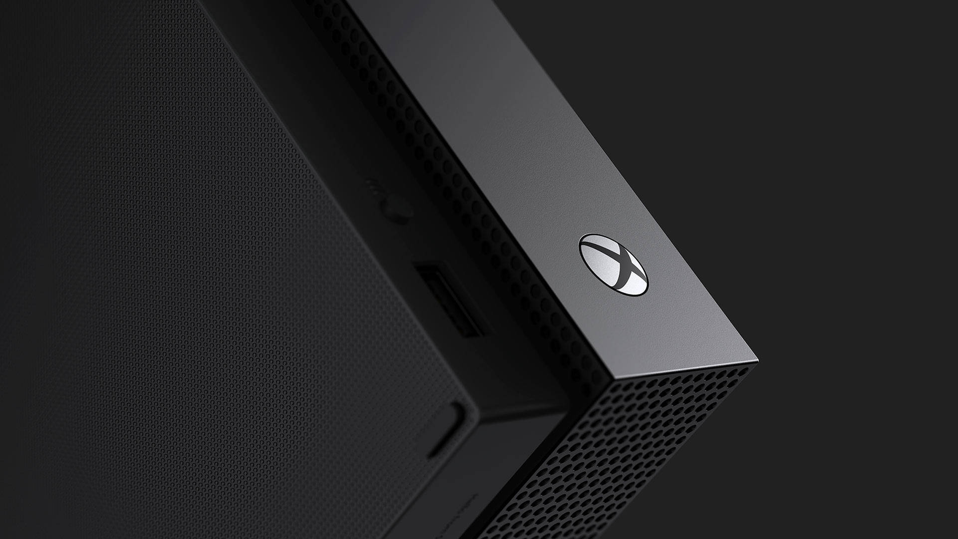 Xbox One X Console Close Up Shot Background