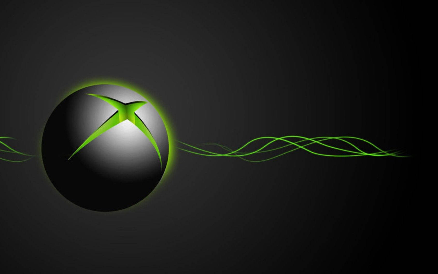 Xbox One X Logo And Green Waves Background