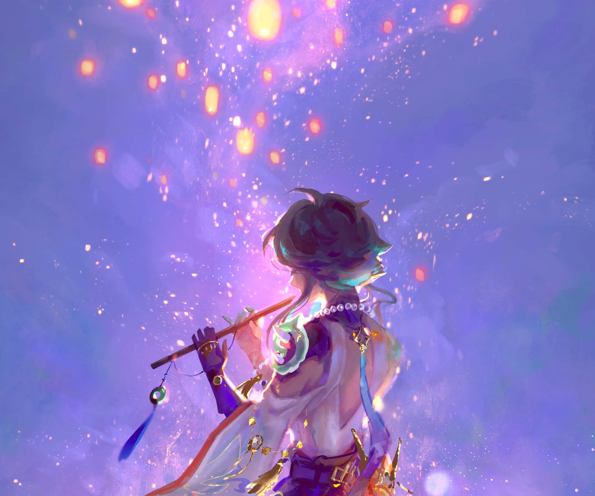 Xiao Lantern Sky Genshin Pfp