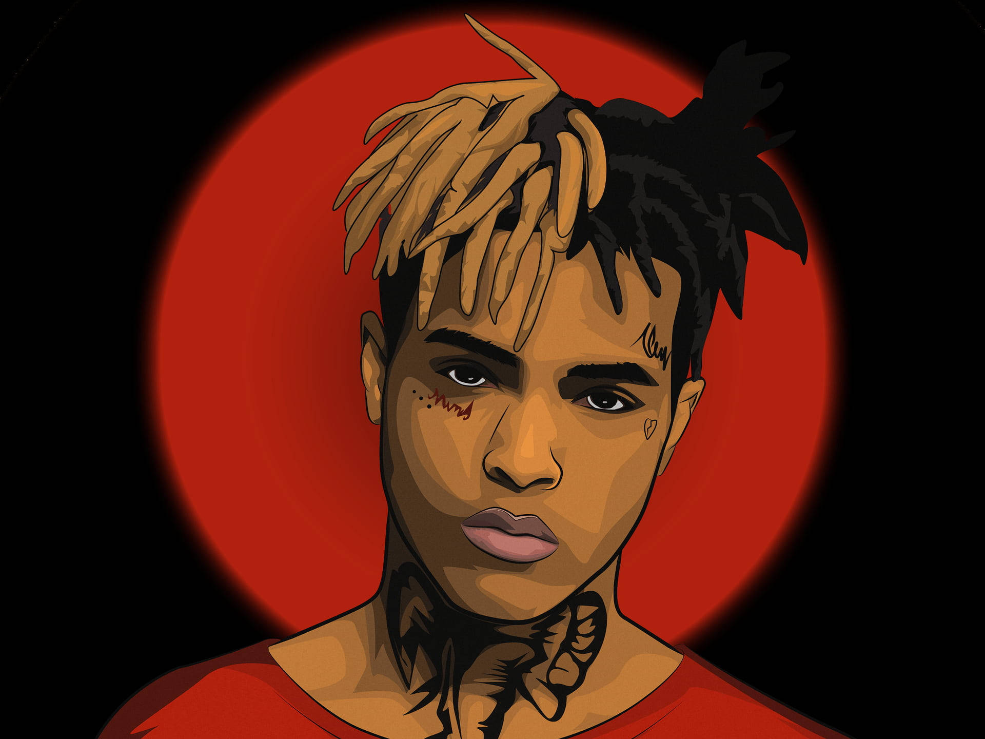Xx Tentacion In Red And Black Background