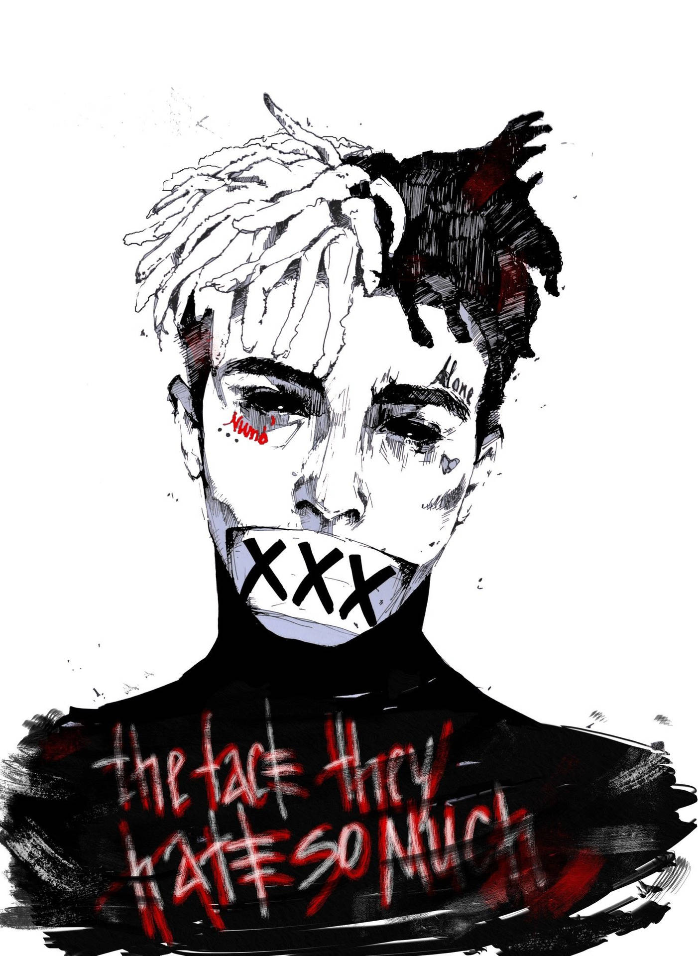 Xx Tentacion With Mouth Tape Background
