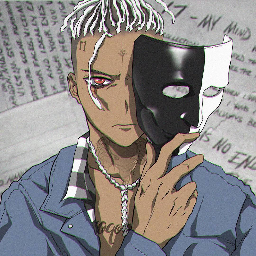 Xxxtentacion Anime Black And White Mask Background