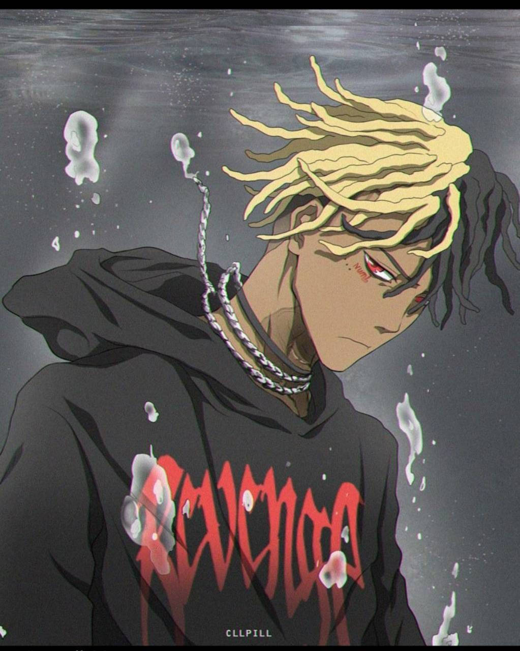 Xxxtentacion Anime In Black Jacket Background