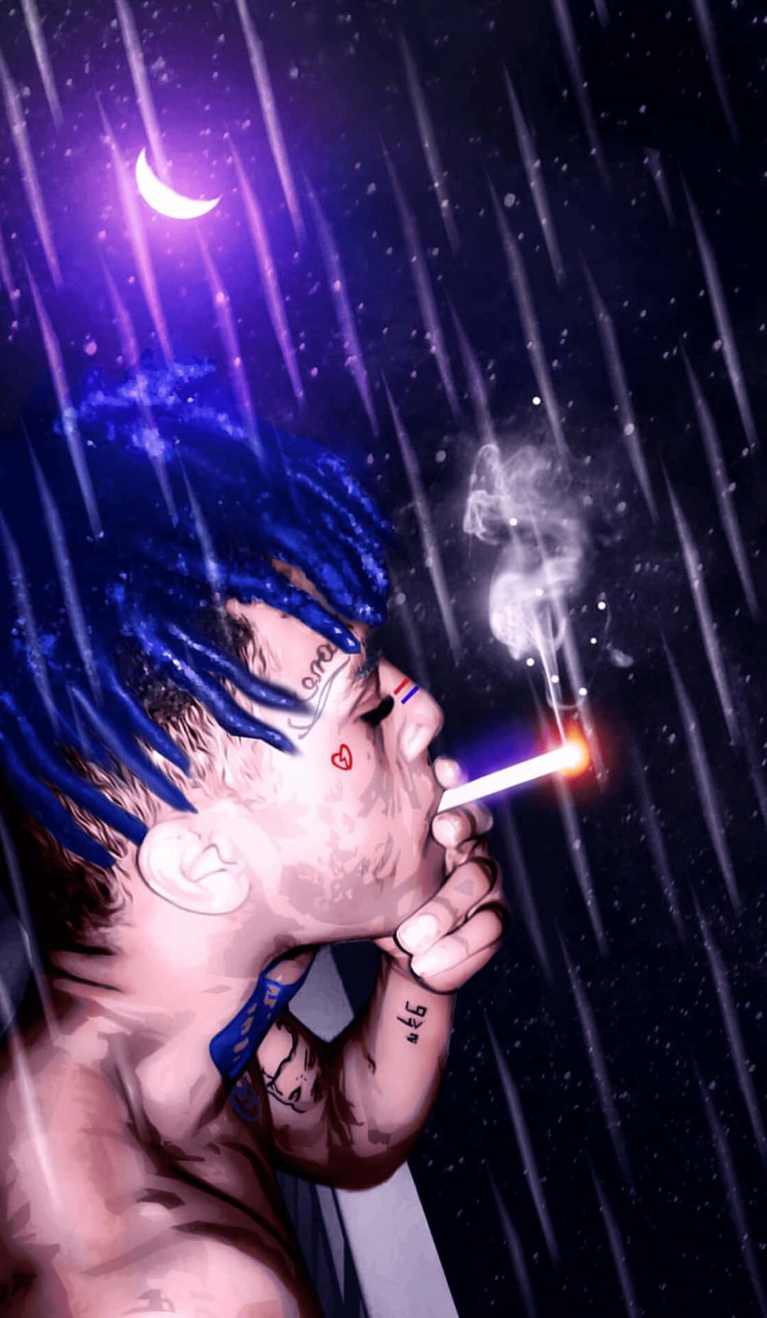 Xxxtentacion Shows Off His Trademark Blue Hair Before A Concert Background