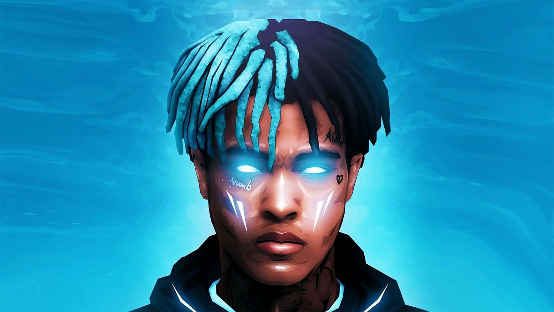 Xxxtentacion With His Iconic Blue Hair Background