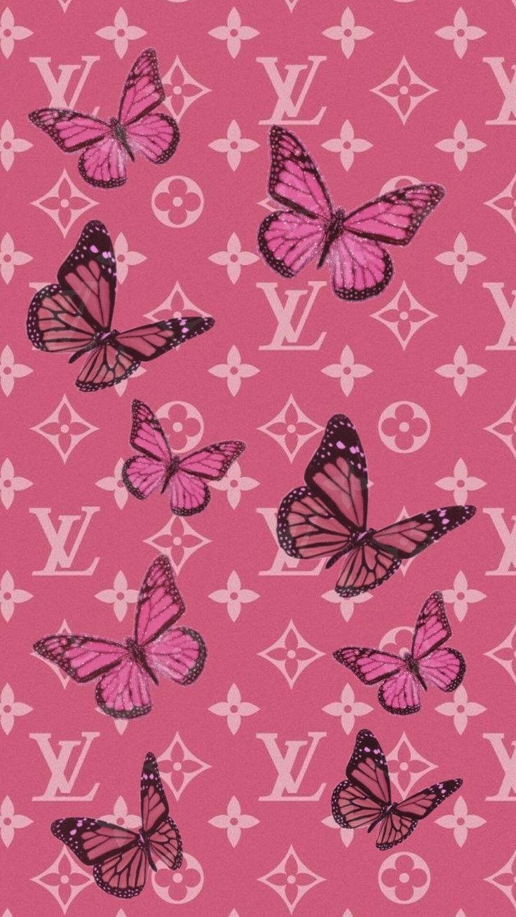 Y2k Aesthetic Lv Butterflies Background