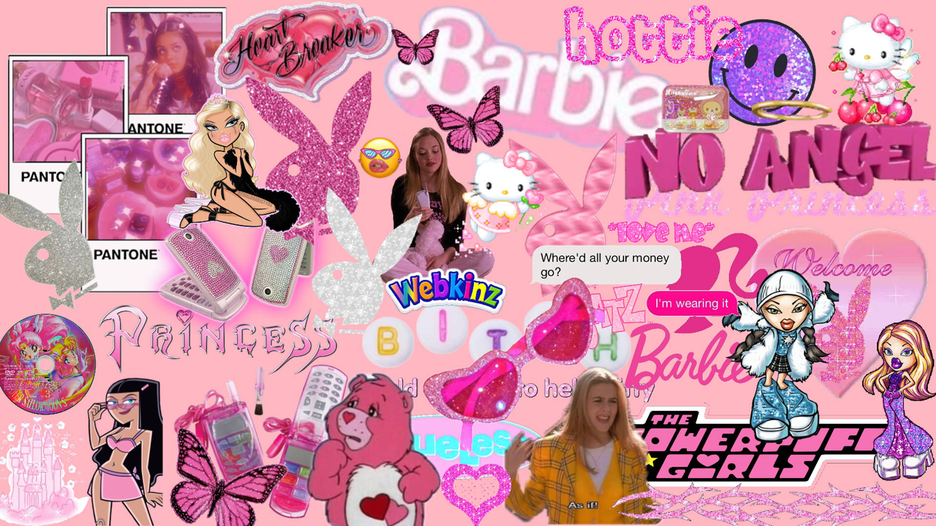 Y2k Barbie In Pink Background