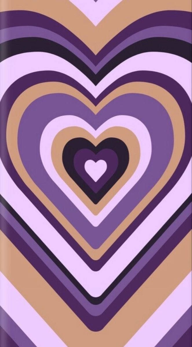 Y2k Heart In Brown And Purple Background