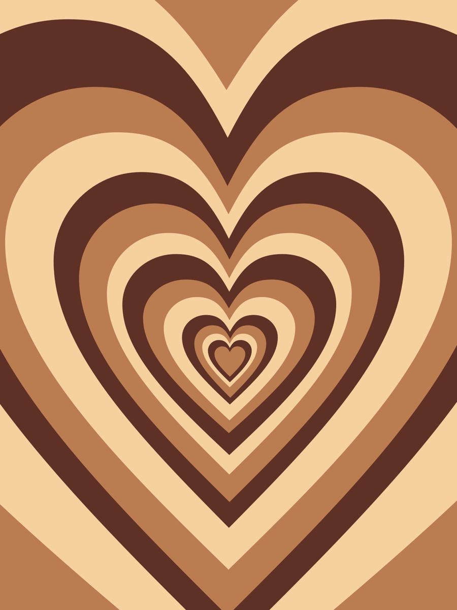 Y2k Heart In Coffee Brown Colour Background