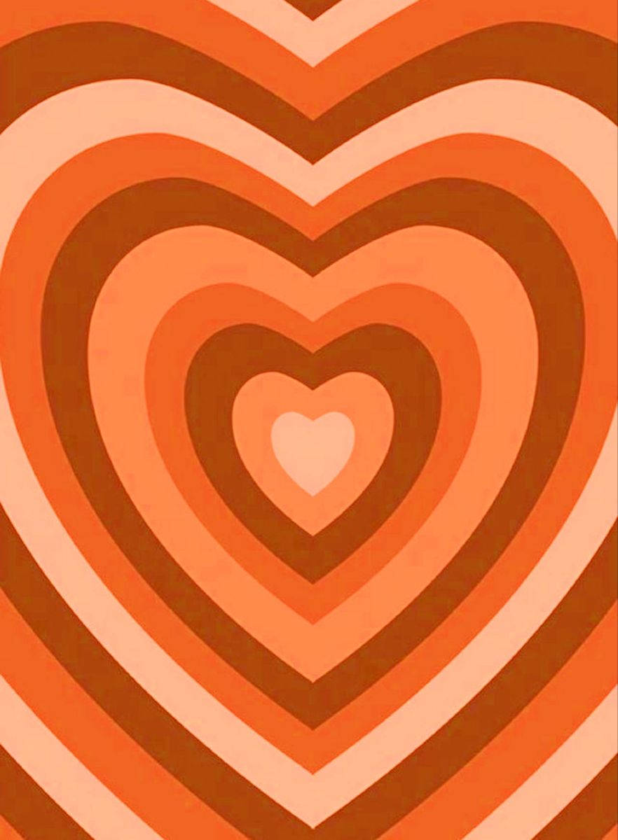 Y2k Heart In Shaded Orange Colour Background