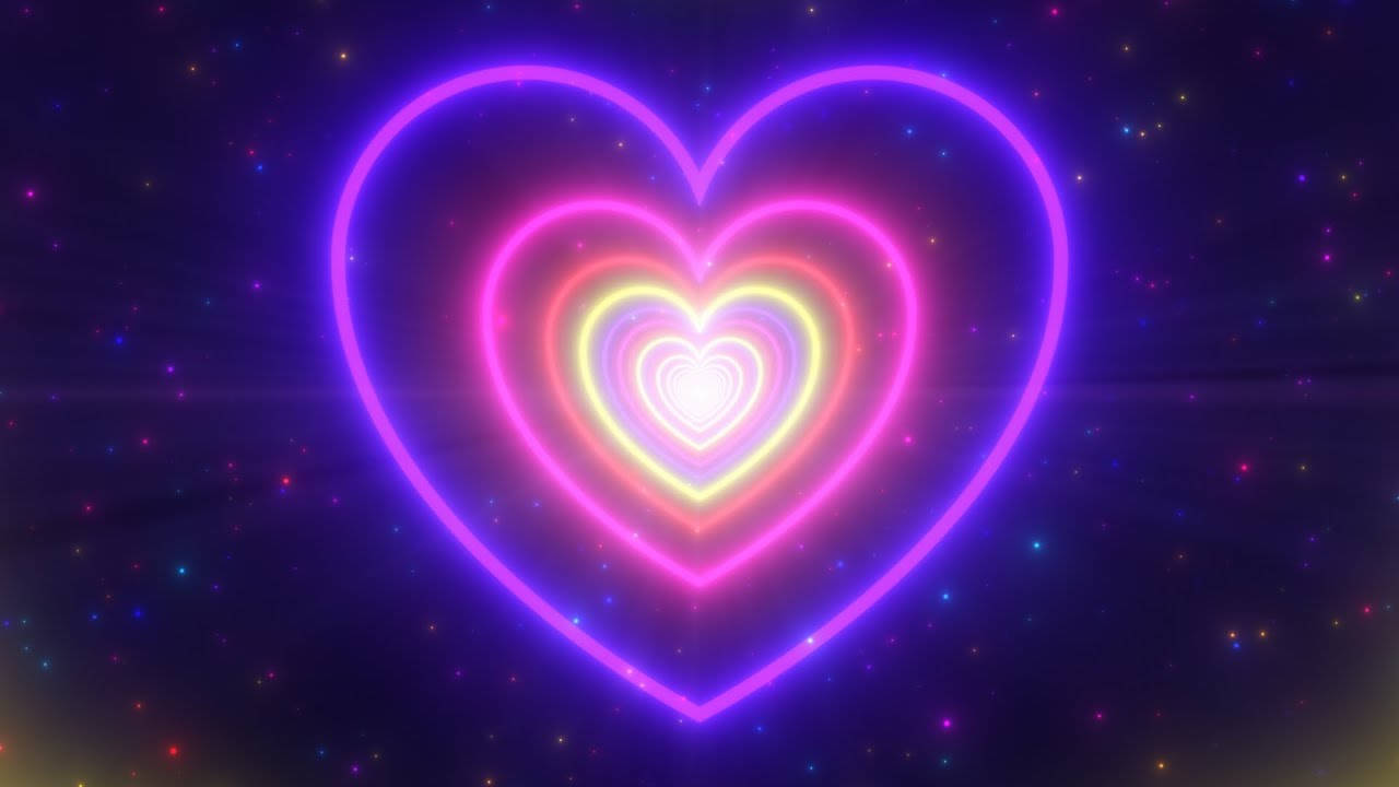 Y2k Heart Neon Lights Background