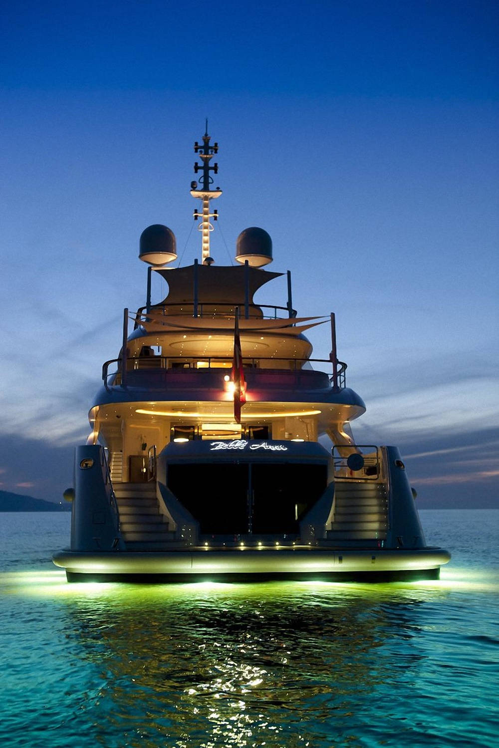 Yacht Neon Green Lights Background