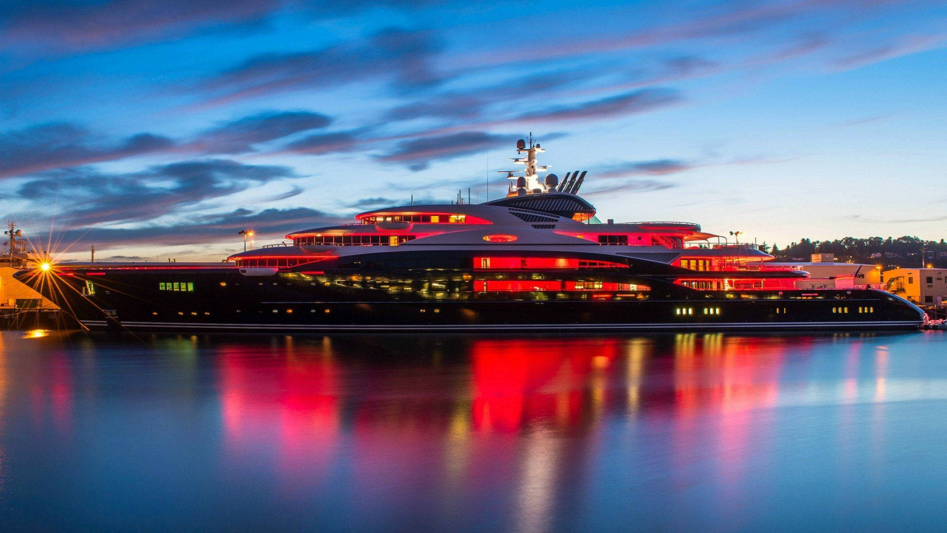 Yacht Red Lights Background