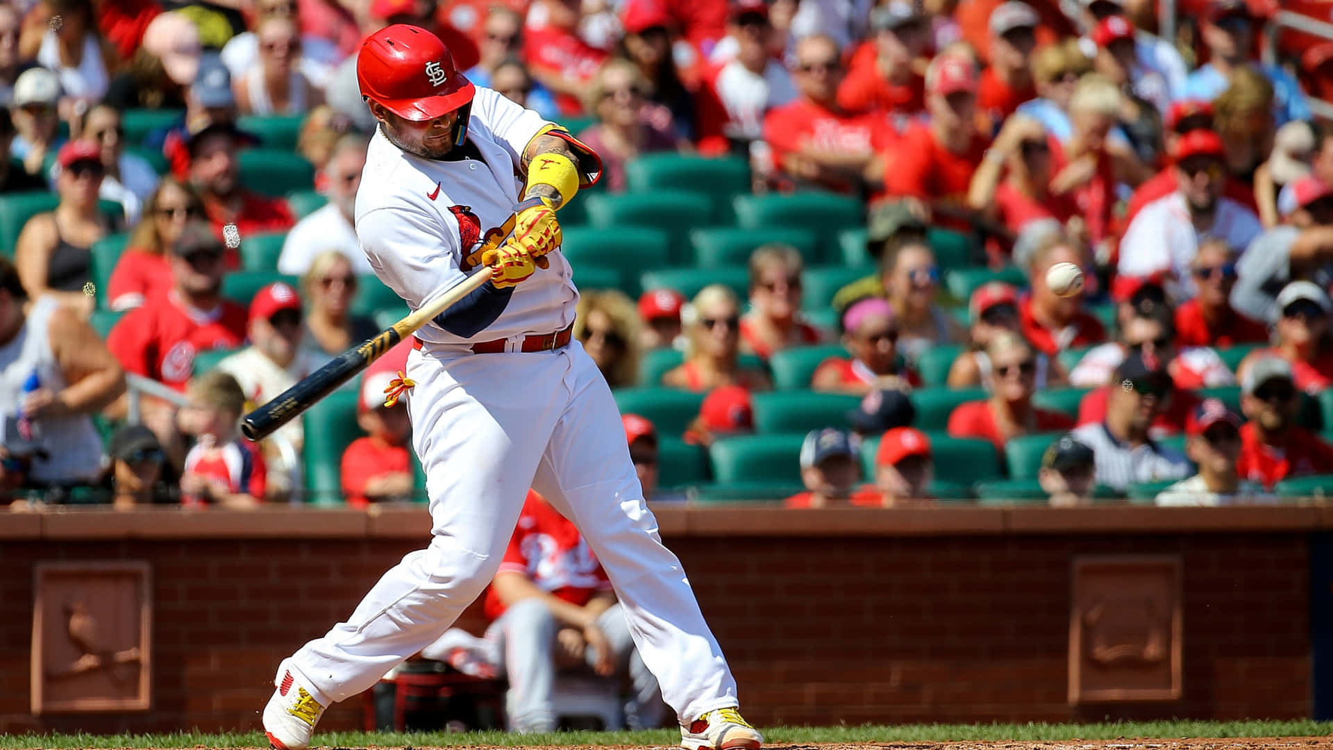 Yadier Molina Helping The St. Louis Cardinals To Another Victory Background
