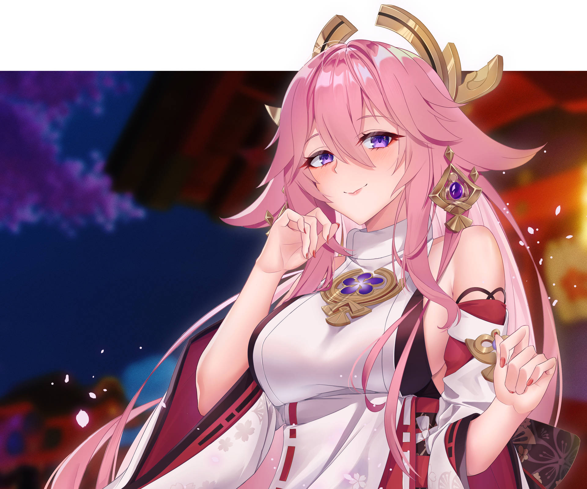 Yae Miko At Night Background