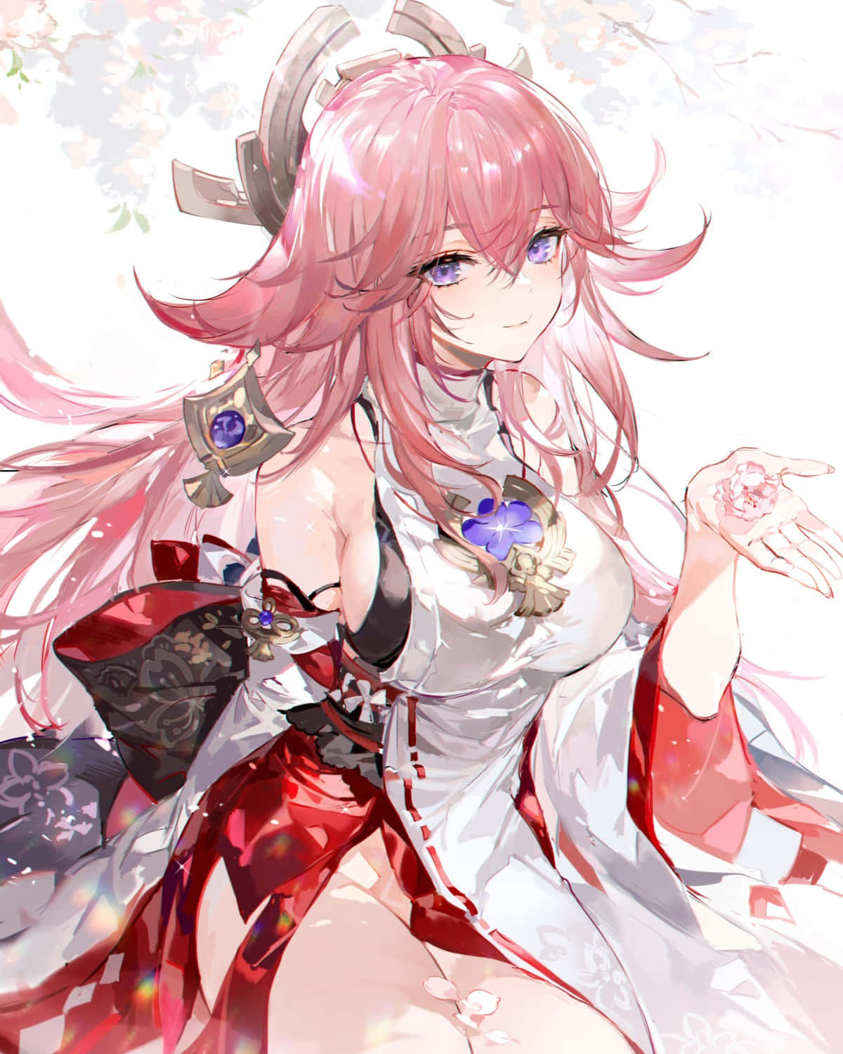 Yae Miko Pfp Under Flower Tree