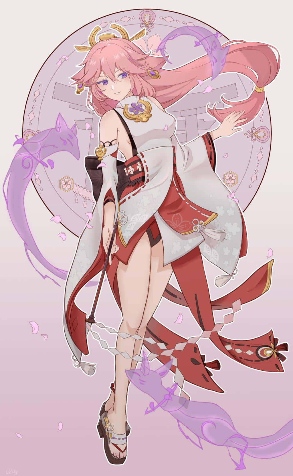 Yae Miko Pfp With Fox Spirits