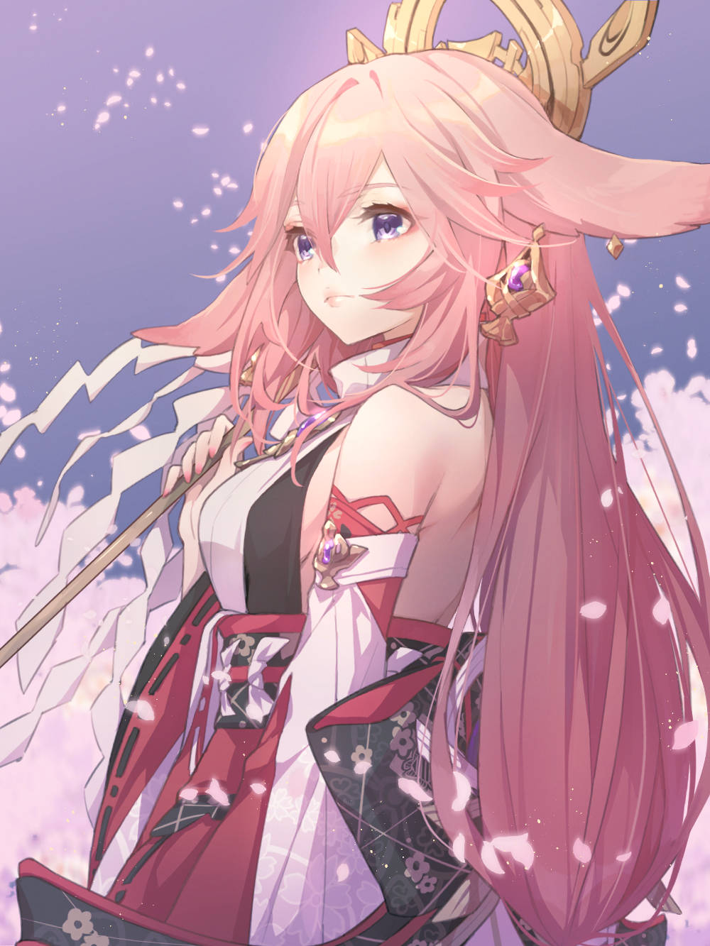 Yae Miko Staring Into The Distance Background