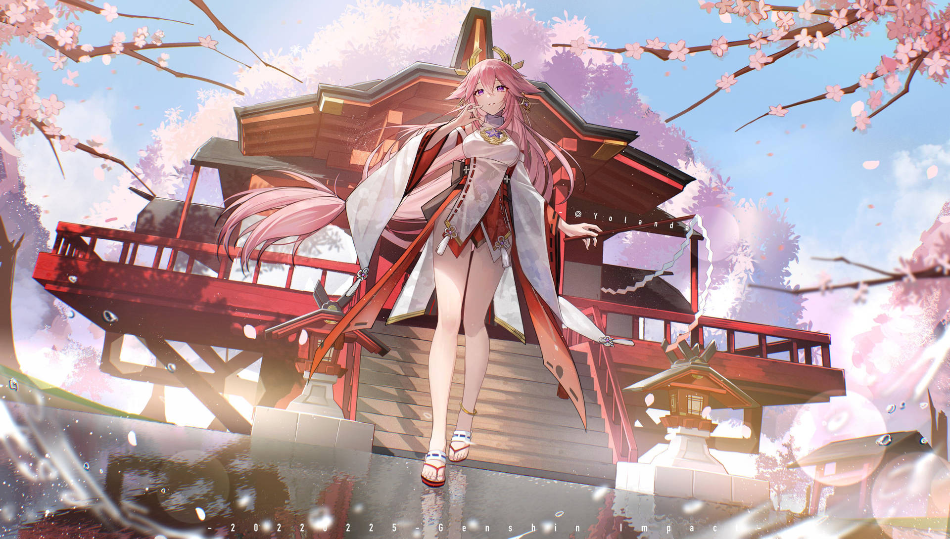 Yae Miko Walking Away Background