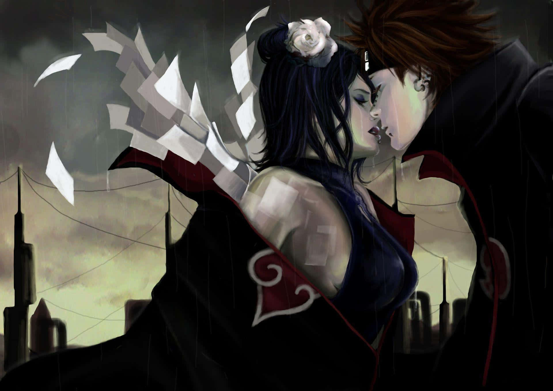 Yahiko Kissing A Woman Background